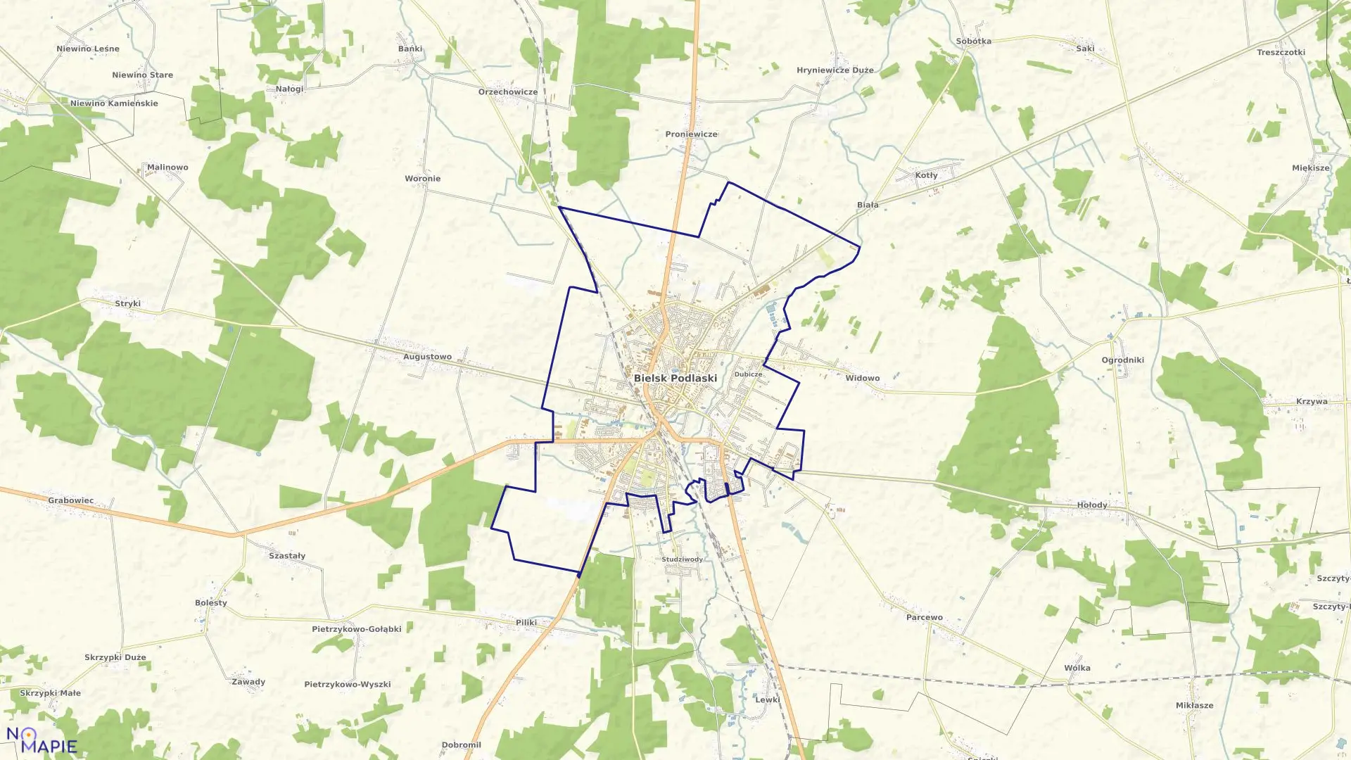 Mapa obrębu BIELSK PODLASKI w mieście Bielsk Podlaski