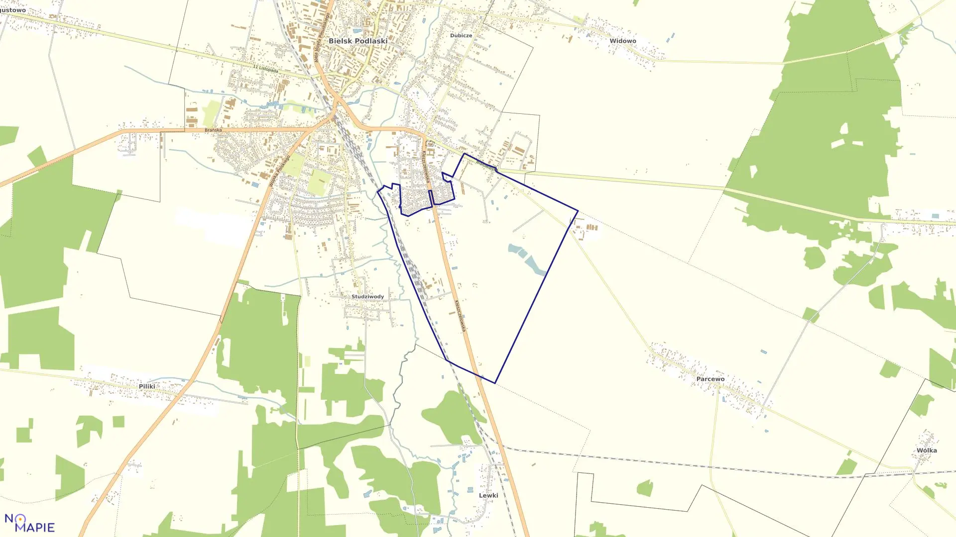 Mapa obrębu HOŁOWIESK w mieście Bielsk Podlaski